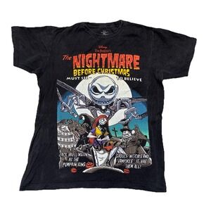 Tim Burtons Nightmare Before Christmas Movie Poster T Shirt Women M Black *holes